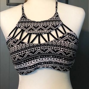 Strappy tribal patterned bikini top